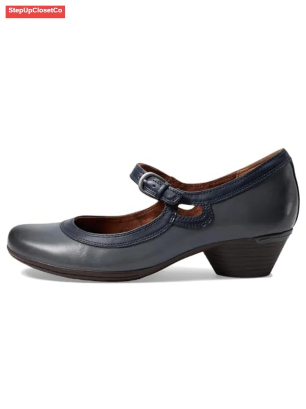 Mary Jane Loafers with Microfiber Lining & Footbed Cover, 1 5/8 Inch Heel